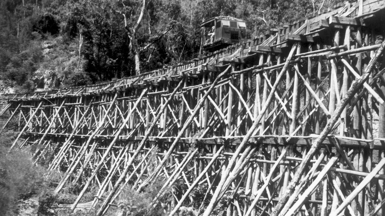 December 1999 Testle bridge near Kensoyak on the Thai-Burma railway. One trestle bridge near Hintok further down the line was known  by the POWs as the "pack of cards" bridge because of its regular collapses. (WWII) /prisoners of war /japan