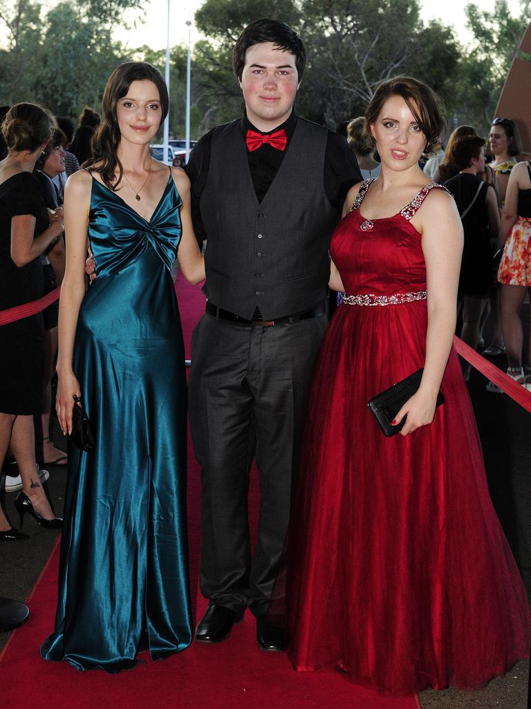 Sarah Moore, Tyler Betts and Kirsty Emmott at the 2014 Centralian Senior College College formal. Picture: JUSTIN BRIERTY / NT NEWS