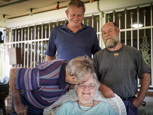 Mackay veteran and VC recipient Keith Payne (left), pictured with PTSD Frontline chairman Dr Peter Wirth (centre), son Colin Payne and wife Florence, is backing the campaign to develop a veterans and first responders treatment centre at Kinchant Dam as part of the Daily Mercury's Hub for our Heroes campaign. Picture: Heidi Petith