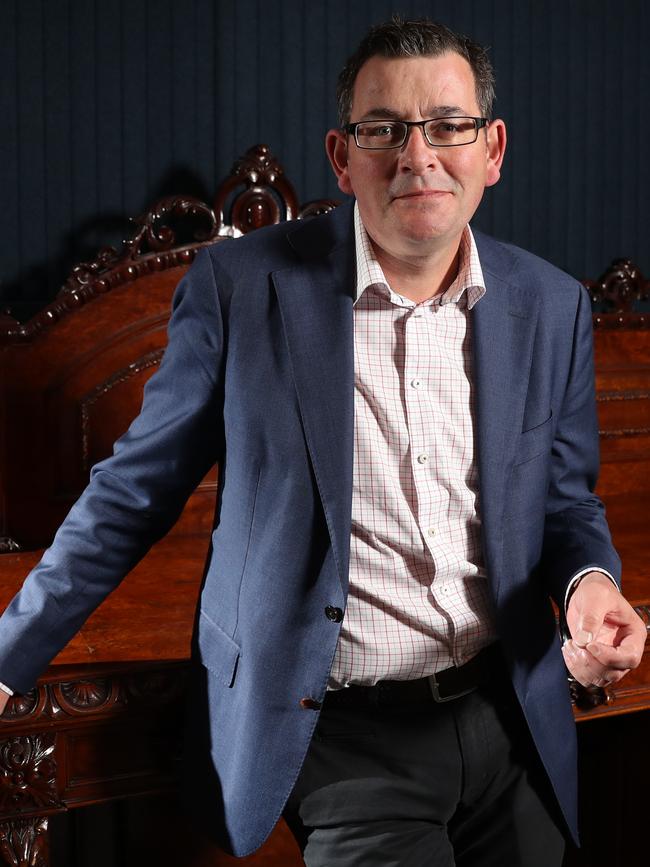 Premier Daniel Andrews in his office in Melbourne. Picture: Alex Coppel