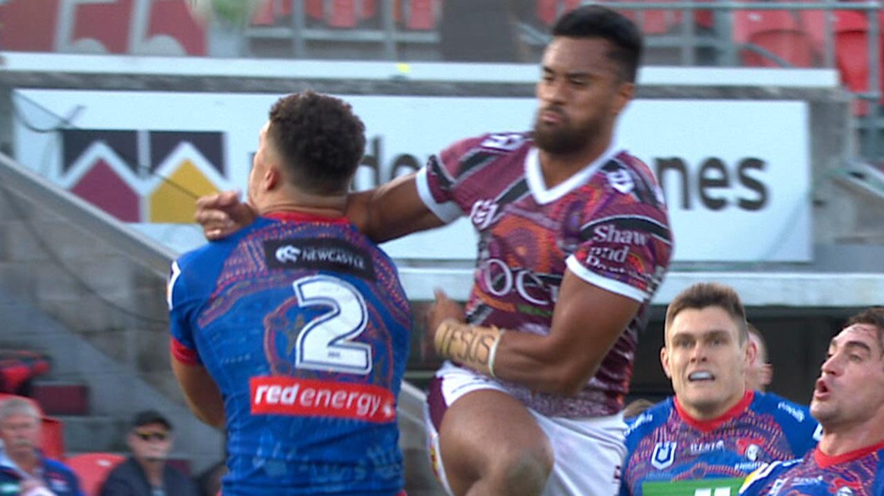 Tevita Funa remained on the field despite whacking Starford To'a across the neck.