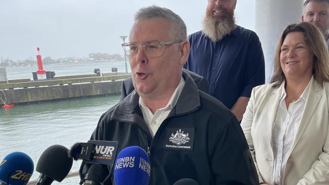 Federal Industrial Relations Minister Murray Watt in Newcastle on Friday Jan 17, 2025, at a press conference about Same job, same pay. Picture: Amy Ziniak