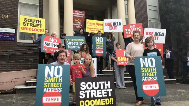 Residents staunchly oppose Bunnings’ plan to use a residential street as its main entrance to a megastore in Tempe. Picture: Kate Bastians.