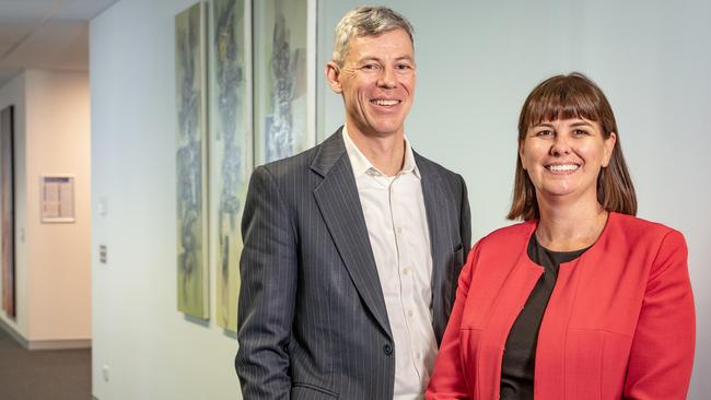 BaptistCare NSW and ACT chief executive Charles Moore and BaptistCare WA chief executive Amanda Vivian will merge their companies. Picture: Tony McDonough