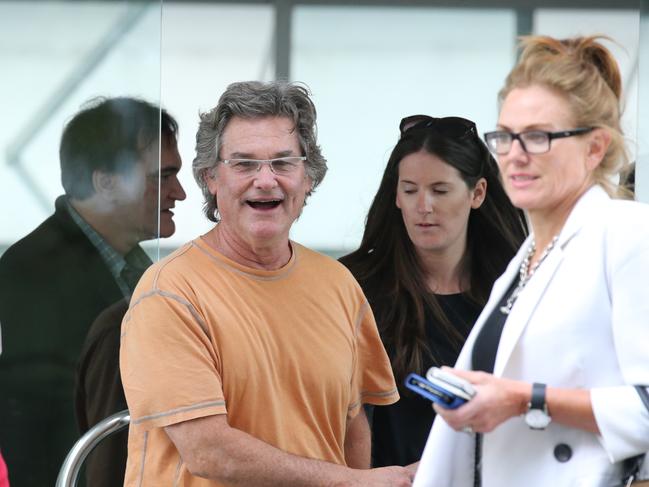 Quentin Tarantino, Kurt Russell and Samuel L Jackson all at Catalina's restaurant in Rose Bay.Photo: Bob Barker.