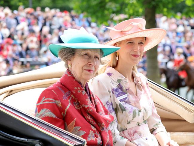 Anne, Princess Royal and Lady Gabriella Kingston in the royal carriage. Picture: Getty Images