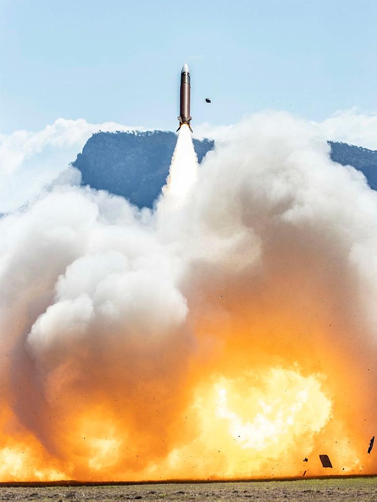 A United States Army M901 Launching Station fires a MIM-104 Patriot surface-to-air missile at the Shoalwater Bay Training Area in Queensland, during Exercise Talisman Sabre 2021. Photo: Corporal Jarrod McAneney