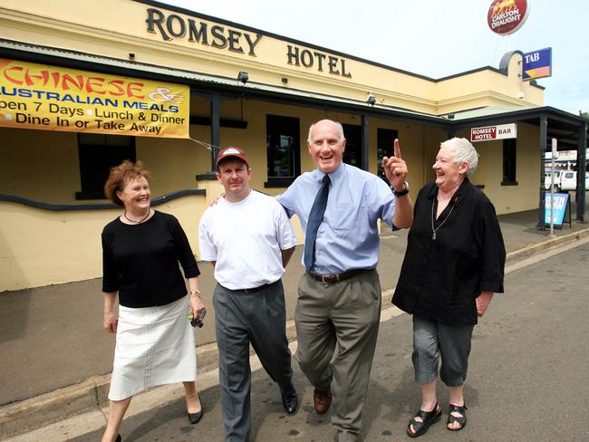 Macedon Ranges Shire councillors in 2009 celebrate a VCAT decision against poker machines at the Romsey Hotel.