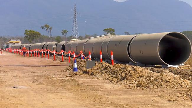 Pipes are being laid for the 28km second stage of the Haughton Pipeline project. Picture: Supplied.