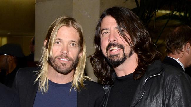 Hawkins (left) with his Foo Fighters bandmate Dave Grohl. Picture: Getty