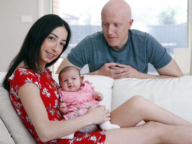 Ms Kontos and husband Dane Oliver with their daughter Hope. Picture: Sam Ruttyn