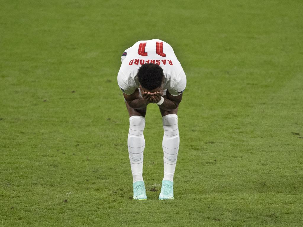 Marcus Rashford was subjected to vile racism after he missed a penalty in England’s 2020 European Championship final loss to Italy. Picture: Visionhaus/Getty Images