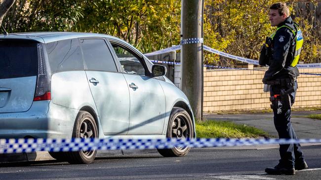 A man is dead after being shot through the window of his SUV in Noble Park. Picture: Jake Nowakowski