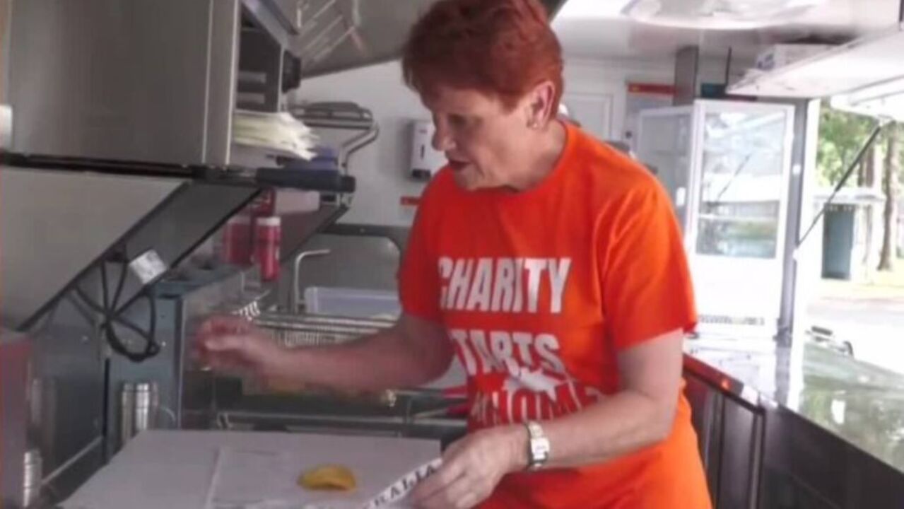 ‘Bloody good’: Pauline Hanson serves fish and chips to homeless in new mobile van