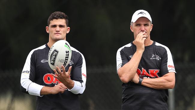 Nathan Cleary with his father and coach Ivan. Picture: Phil Hillyard