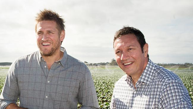 John Said, CEO Fresh Select, and celebrity chef Curtis Stone at Fresh Select's Werribee farm
