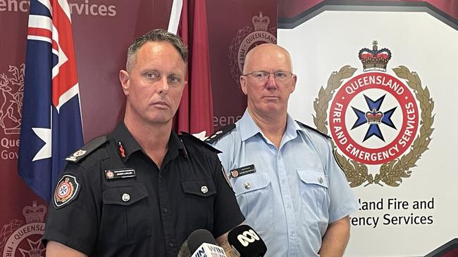 QFES Acting Assistant Commissioner Jason Lawler and Wayne Waltisbuhl, Regional Manager Rural Operations are urging residents to heed a total fire ban that is in place across the Darling Downs, Southern Downs, Western Downs and Maranoa Local Government Areas.