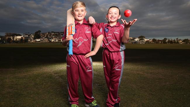 Jarvis Bosworth, 8 and Lainee Callinan, 8 from the Clarence Cricket Club are two of the juniors coming through the ranks. Picture: Zak Simmonds