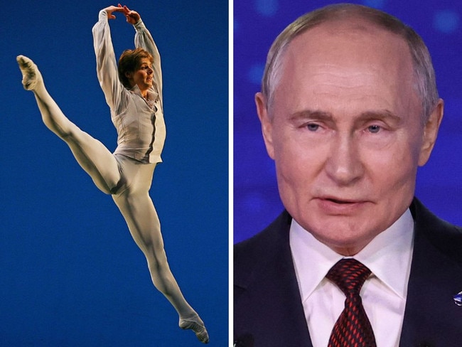 Russian ballet dancer Vladimir Shklyarov and President of Russia Vladimir Putin. Picture: AFP