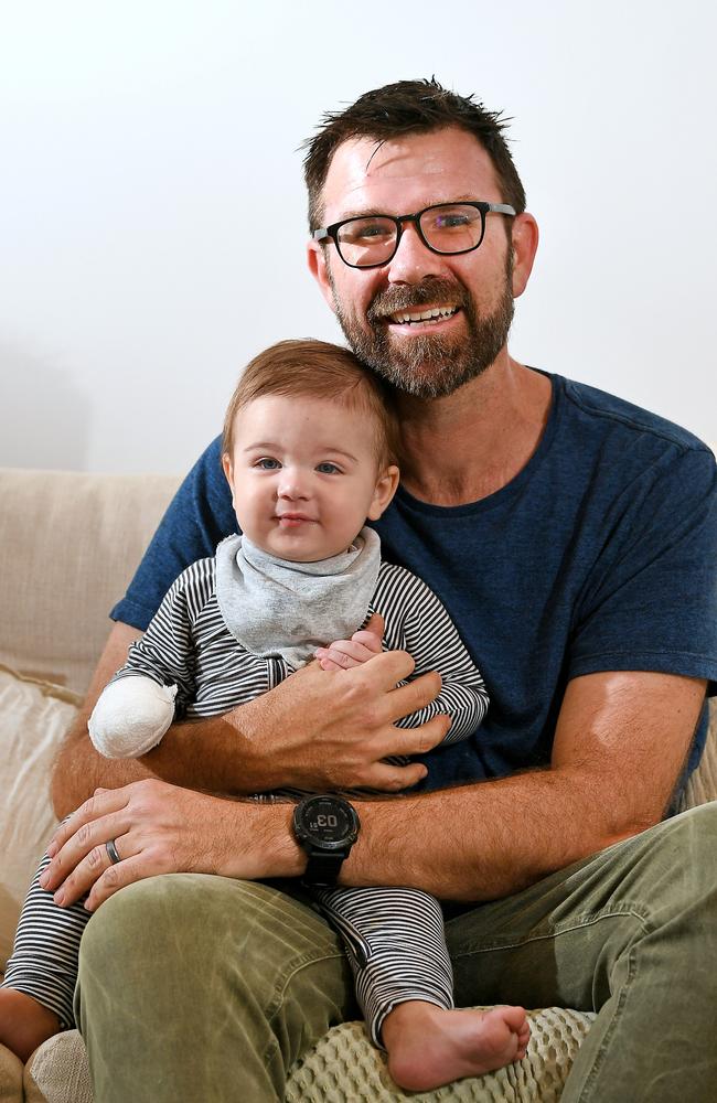 Kip Wightman and his son Rafael at home in Balmoral. Picture: John Gass