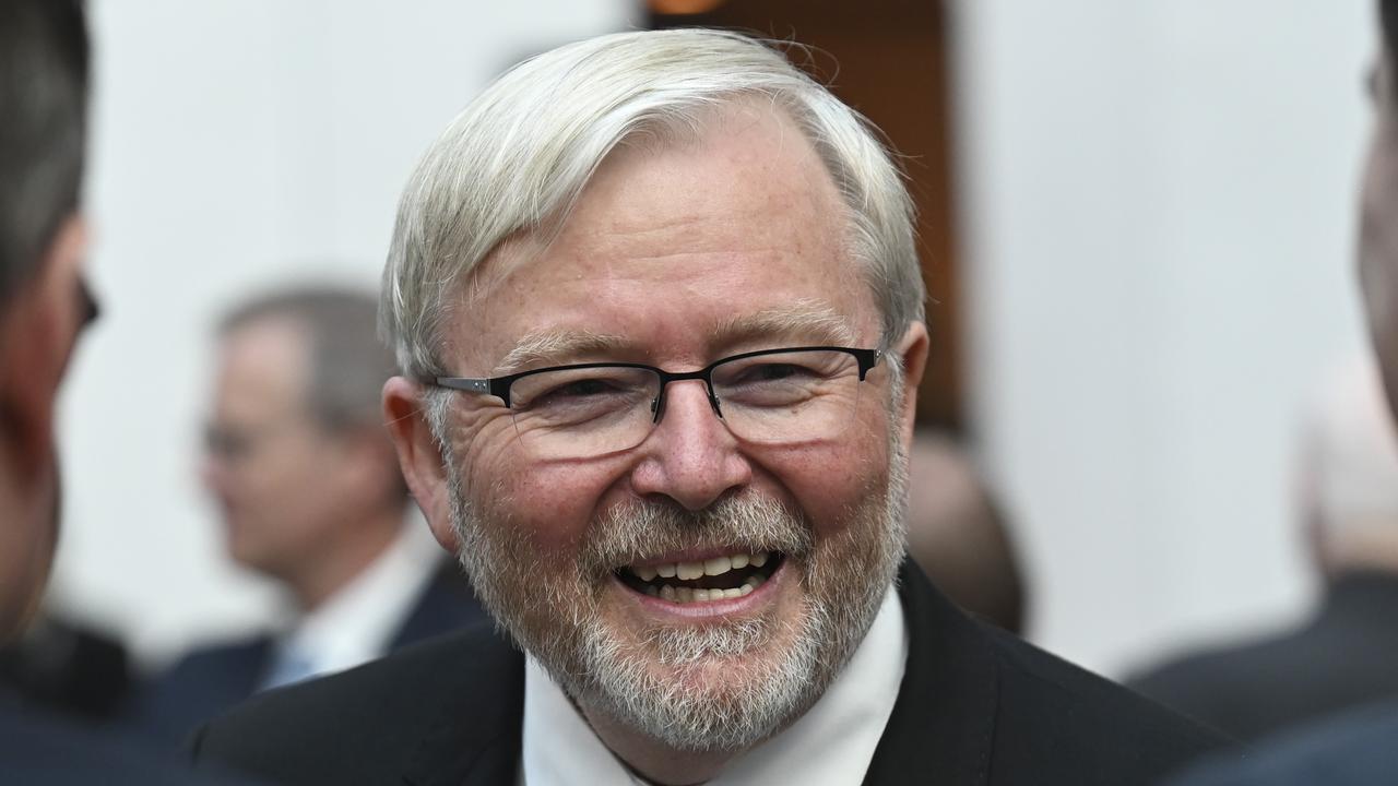 Australian ambassador to the US Kevin Rudd has joked about a ‘tax on Bluey’ after Mr Trump proposed tariffs on foreign films. Picture: NewsWire / Martin Ollman
