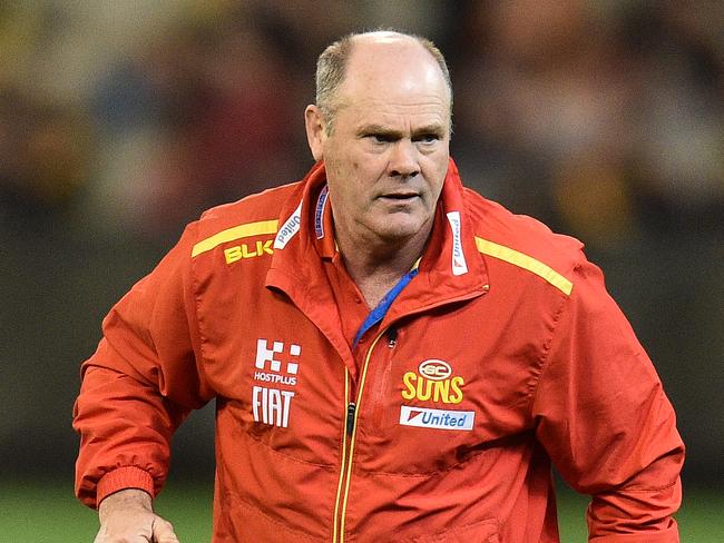 Coach of the Suns Rodney Eade is seen during the round 12 AFL match between the Richmond Tigers and the Gold Coast Suns at the MCG in Melbourne, Sunday, June 12, 2016. (AAP Image/Julian Smith) NO ARCHIVING, EDITORIAL USE ONLY