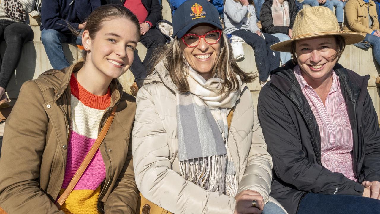 (from left) Amelia Tranter, Bernadette Tranter and Jenny Cameron. The O'Callaghan Cup played at Downlands College. Saturday, August 6, 2022. Picture: Nev Madsen.