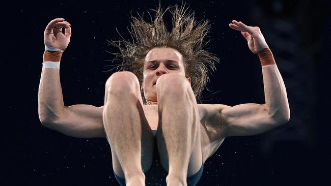 Australia's Cassiel Rousseau competes in men's 10m platform. Picture: Oli Scarff/AFP