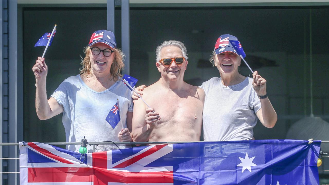 Penny Campbell, Ian MacPherson and Verity Noble enjoy Australia Day 2025 on the Gold Coast. Picture: Glenn Campbell