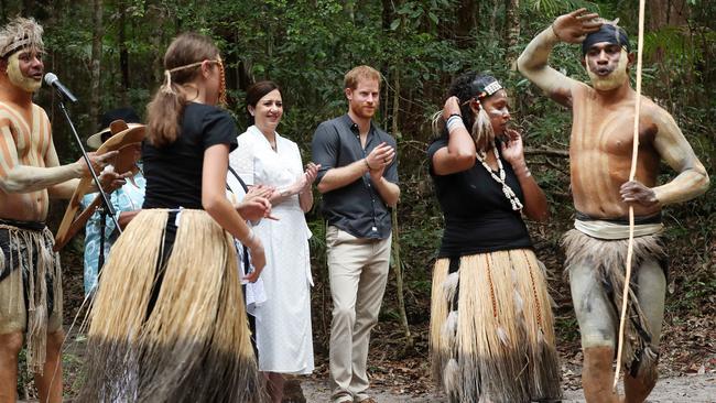 Inner-urban Australians cannot let Welcome to Country ceremonies, like this one watched by Queensland Premier Annastacia Palaszczuk and Prince Harry, blind them to the harsh reality of traditional culture, says Piers Akerman. Picture: Liam Kidston