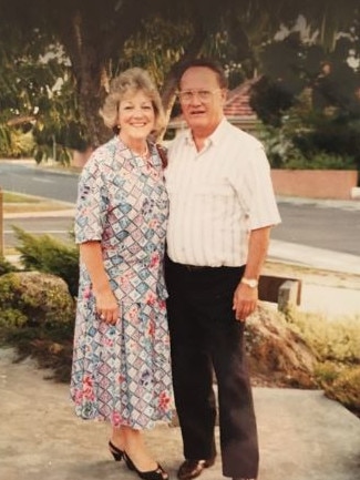 Lorna and Peter outside the Mt Waverley clinic in 1985.