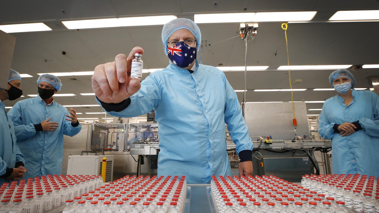 The PM at the CSL manufacturing facility in Melbourne. Picture: David Caird/Getty Images