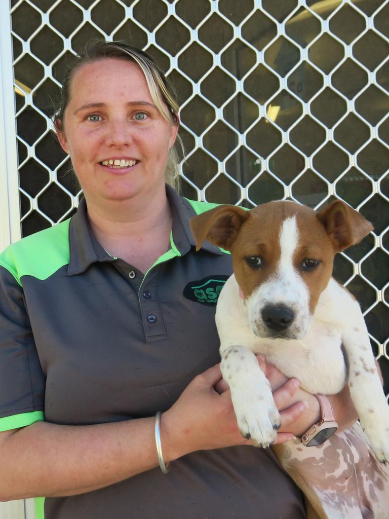 Alice Springs Animal Shelter Attendant Bek King with Raya. Picture: Gera Kazakov