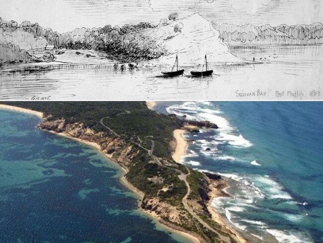 A sketch of Sullivan Bay at Sorrento as it became the first Victorian European settlement in 1803.