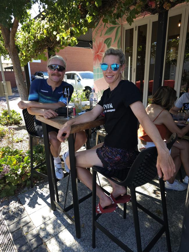 The couple having a casual late breakfast on King Williams Road. Picture: Val Migliaccio