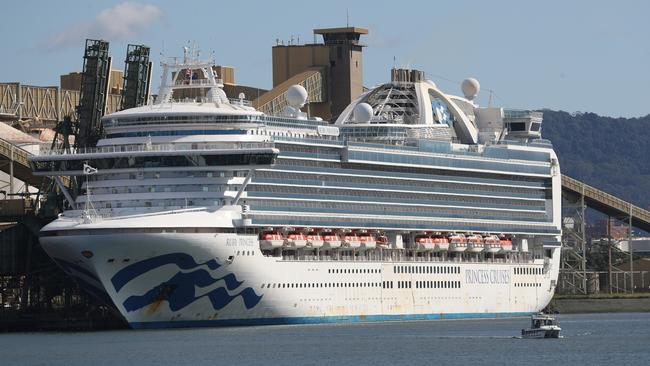 The Ruby Princess docked at Port Kembla, south of Sydney. Picture: John Grainger