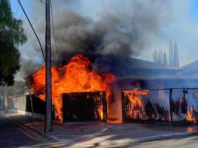 A fire tore through an Unley home on Christmas Eve. Pictures: 7NEWS