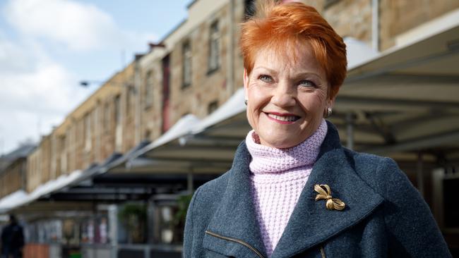 Pauline Hanson poses for a photograph following a press conference in Hobart, Tuesday, May 22, 2018. (AAP Image/Peter Mathew) NO ARCHIVING