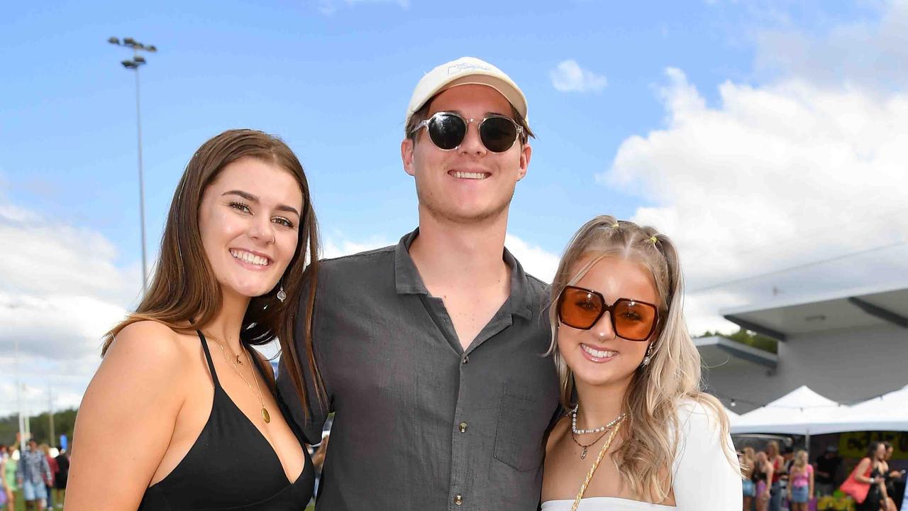 Tahlia Schlittler, Max Lefevie and Emily Mahady at Groovin the Moo, Sunshine Coast 2023. Picture: Patrick Woods.