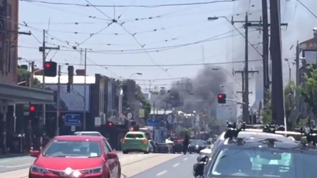 Black smoke billows from the source of the fire at a Windsor restaurant. Picture: Twitter/ Hugh Gurney