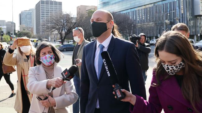 Former Liberal MP departs the Magistrates Court in Adelaide. Picture: David Mariuz