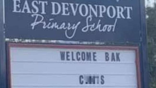 East Devonport Primary School was left with a rude surprise after welcoming students back to school.