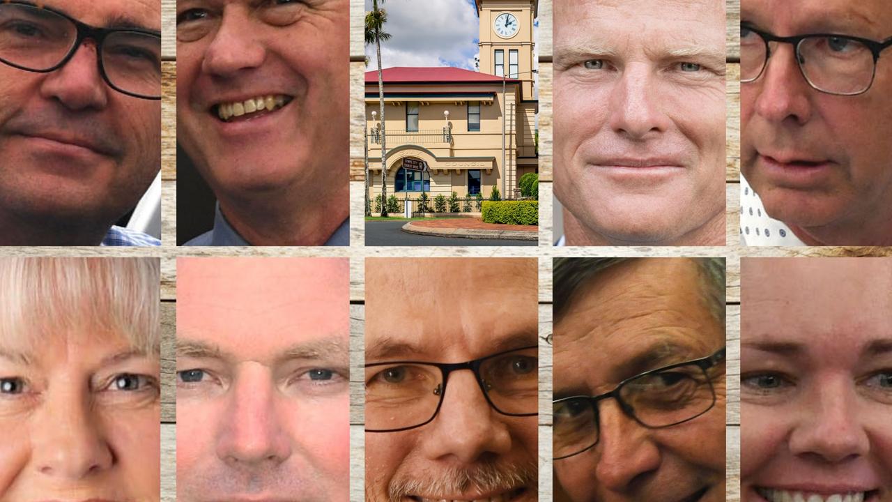 Gympie Regional Councillors (clockwise from left) Bruce Devereaux, Warren Polley, Town Hall, Mayor Glen Hartwig, Bob Fredman, Jess Milne, Deputy Mayor Hilary Smerdon, Dan Stewart, Shane Waldock and Dolly Jensen.