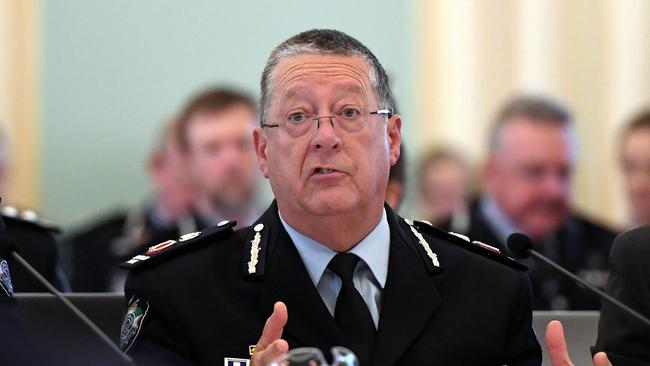 Queensland Police Commissioner Ian Stewart co-chairs a forum with a senior member of the Muslim community. Picture: AAP/Dan Peled