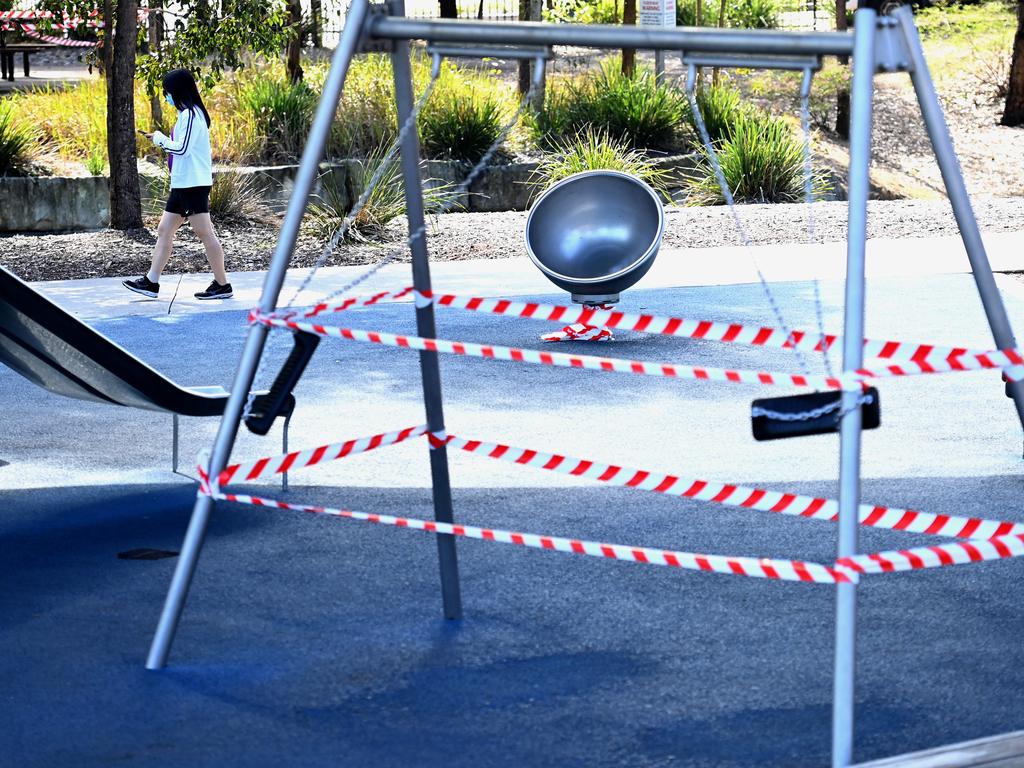 Francis Park in Blacktown closed during 2021 lockdown. Picture: Jeremy Piper/NCA NewsWire