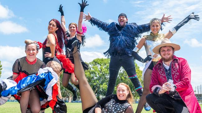 Emma Novosel, Chloe Gunthorpe, Sandra Hubner, Jay Shipston, Brooke Lee, Josh Smith and Solveig Lobo at rehearsals for the Dancing with Heart event raising money for the Mackay Hospital Foundation. Absent was participant Gardian Finance mortgage broker Zachary Spencer. Picture: Michaela Harlow