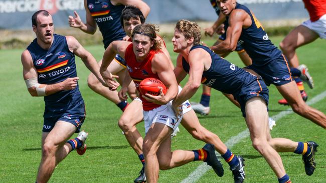 Sam Berry in action during the Crows’ intra-club match. Picture: Brenton Edwards