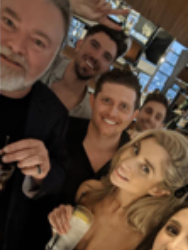 Kyle Sandilands, girlfriend Tegan Kynaston partying with others on Friday night. Picture Instagram