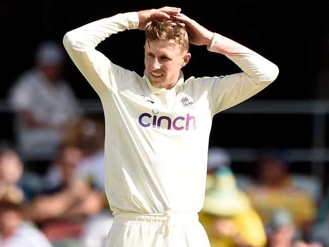 BRISBANE, AUSTRALIA - DECEMBER 09: England captain Joe Root looks on during day two of the First Test Match in the Ashes series between Australia and England at The Gabba on December 09, 2021 in Brisbane, Australia. (Photo by Matt Roberts - CA/Cricket Australia via Getty Images)