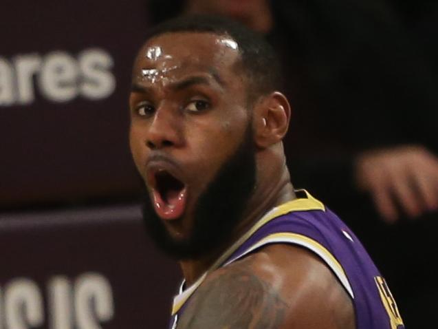 LOS ANGELES, CA - DECEMBER 05: Los Angeles Lakers Forward LeBron James (23) shocked by a call during the Phoenix Suns game versus the Los Angeles Lakers on December 5, 2018, at Staples Center in Los Angeles, CA. (Photo by Icon Sportswire)